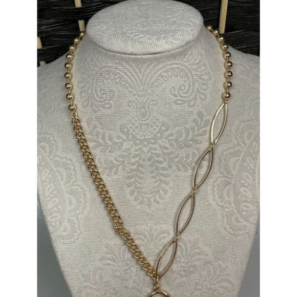 Open Edit Nordstrom Gold-Tone Mixed Chain Numeral 2 Pendant Necklace - Picture 3 of 4